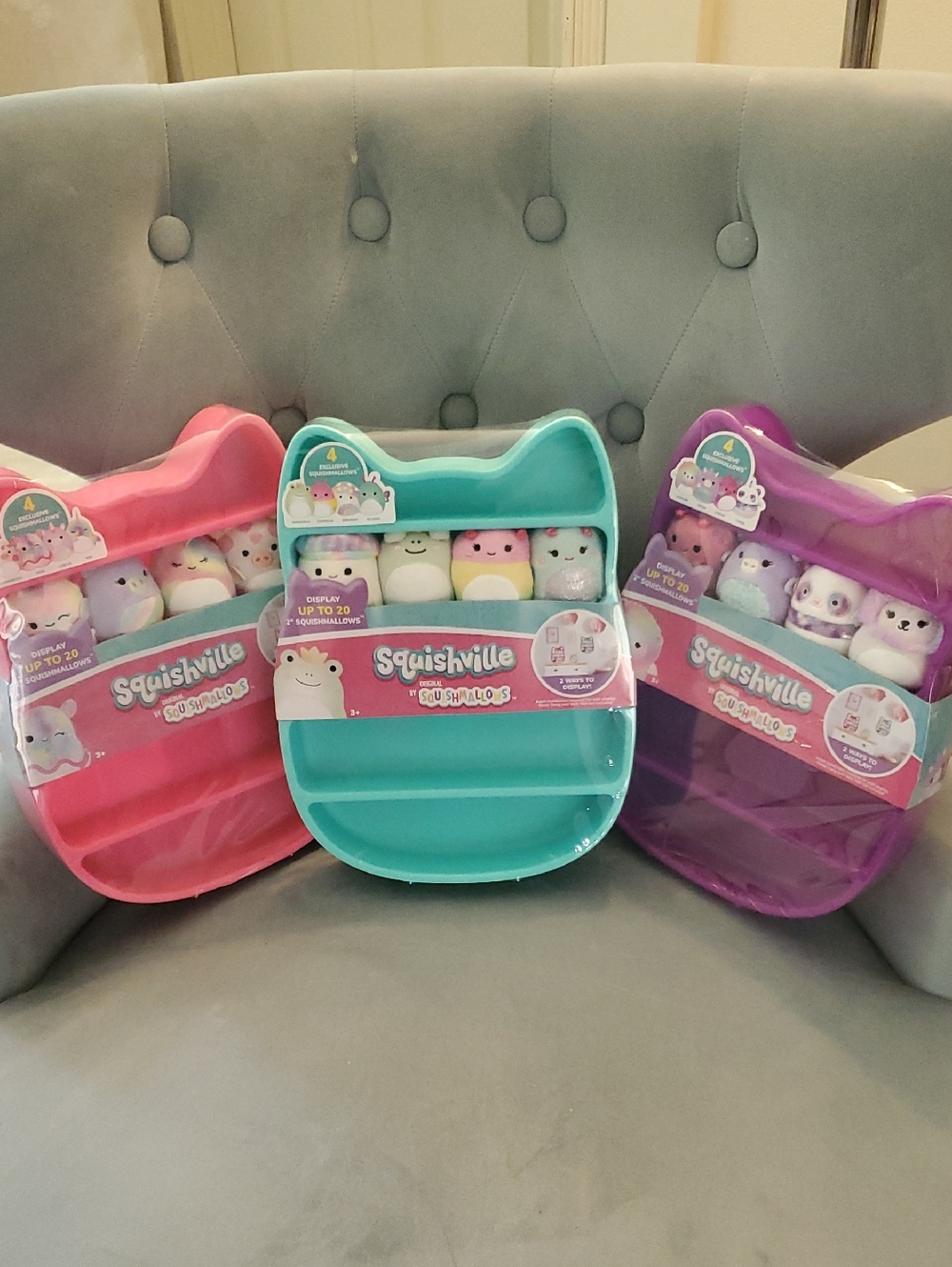 3 Squishmallows Display Shelves W/ 12 Total Squishville